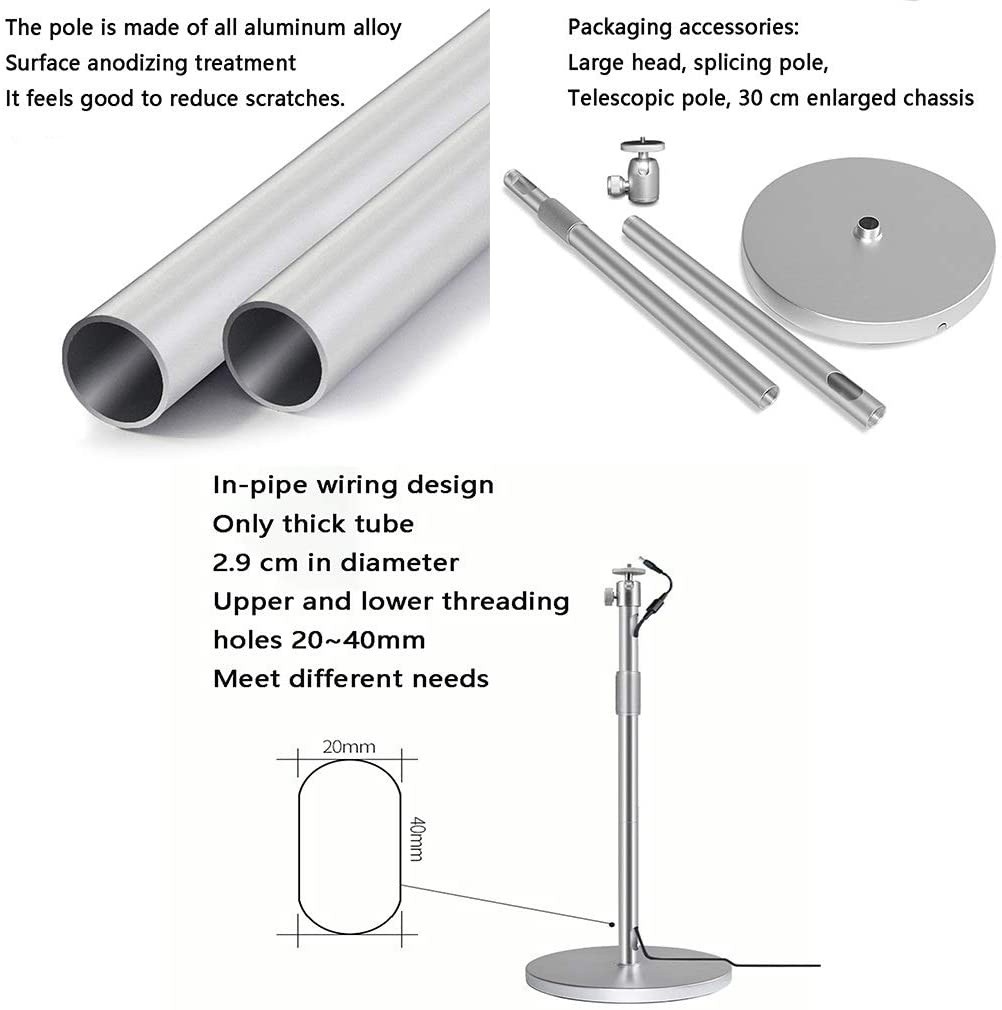 Floor Projector Stand Universal Projector Bracket 2+1 Splicing Structure Height Adjustable (33.5-59 Inches) Weighted Base 360&deg; Rotation in-Hole Routing 10kg Load (Color : Silver-95305cm)