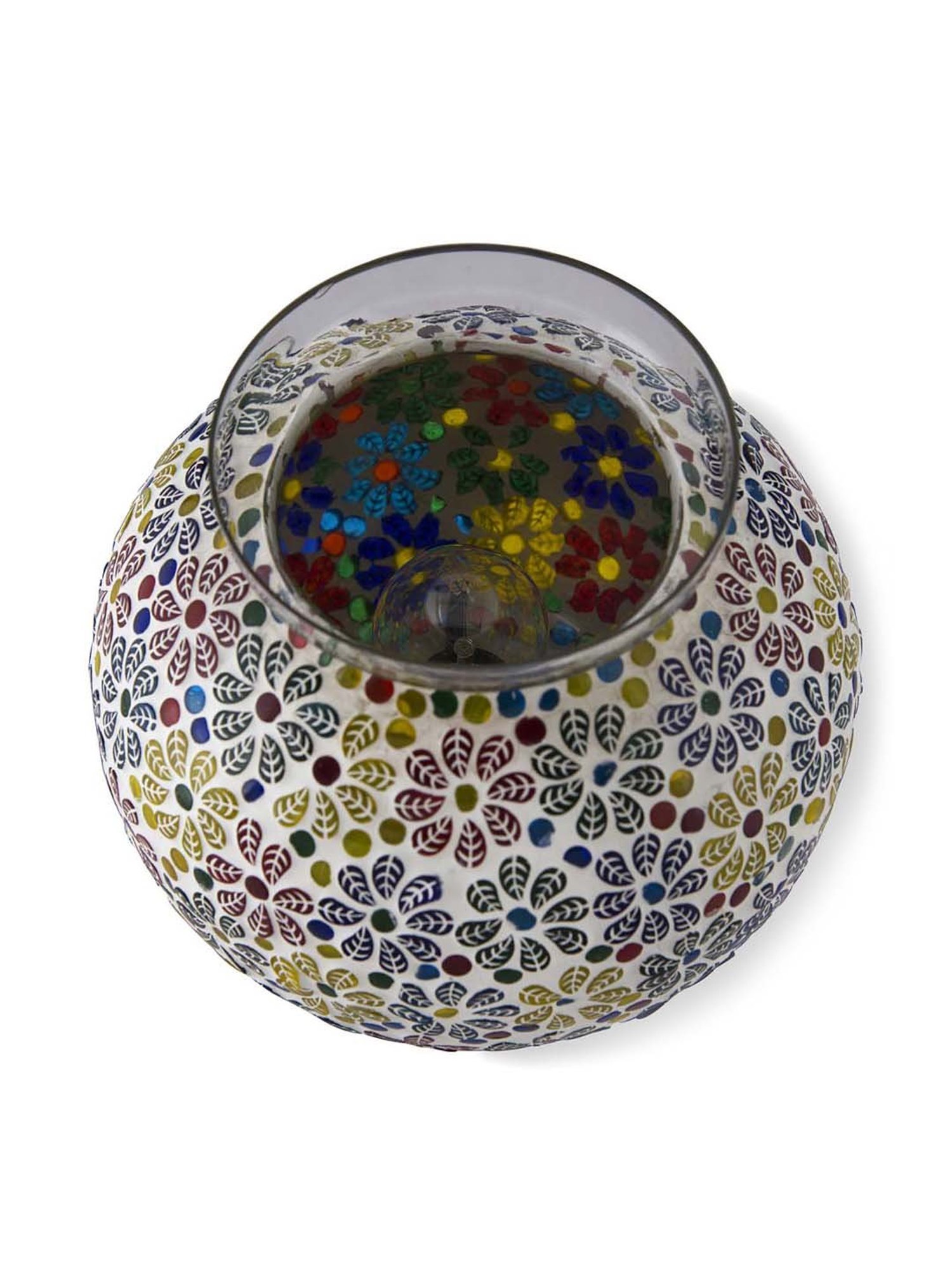 Homesake White Persian Mosaic Leafy Glass Table Lamp (Bulb Included) - Set of 1