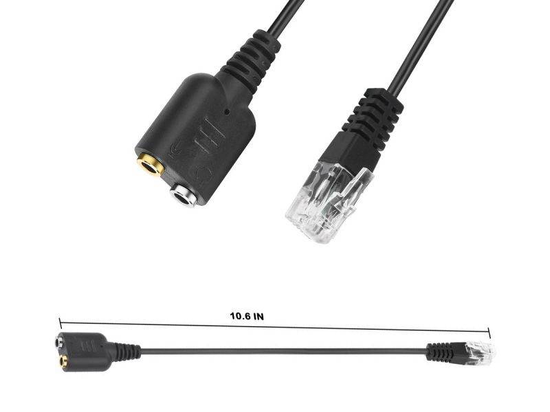 2 Pack Telephone Conversion Cable RJ9 Male to 3.5mm Female Headset Phone MIC Audio Splitter