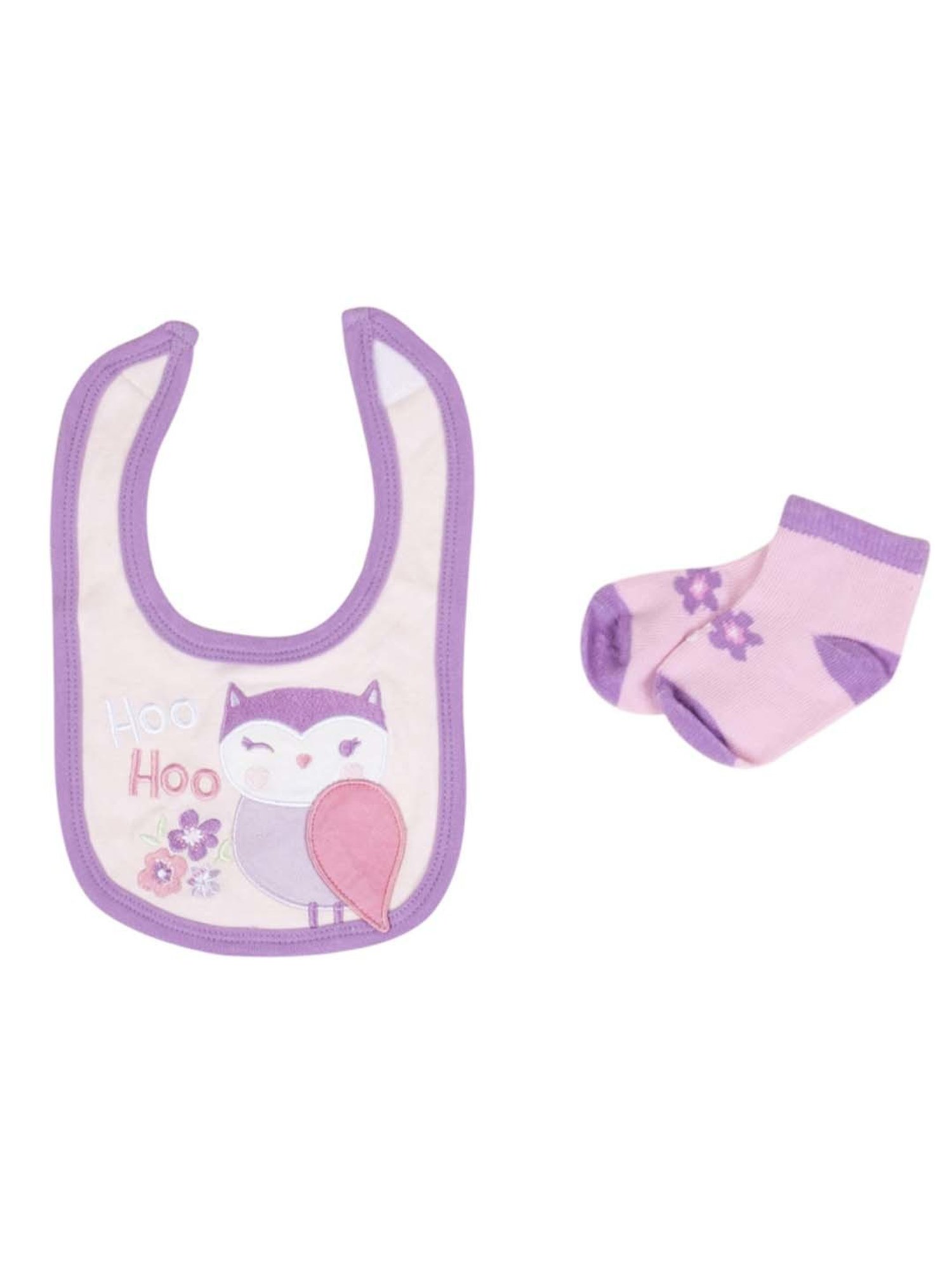 Baby Moo Kids Purple & White Cotton Printed Bodysuit Set
