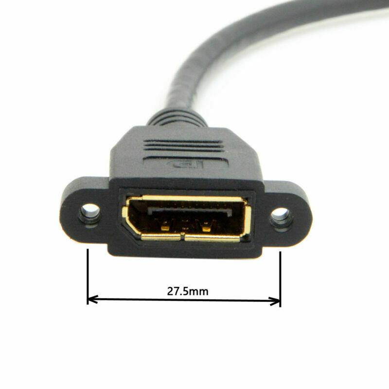 Down Angled 90 Degree DisplayPort DP Male to Female Extension Cable with Screw Mount Hole for HDTV Monitor PC Black 30cm
