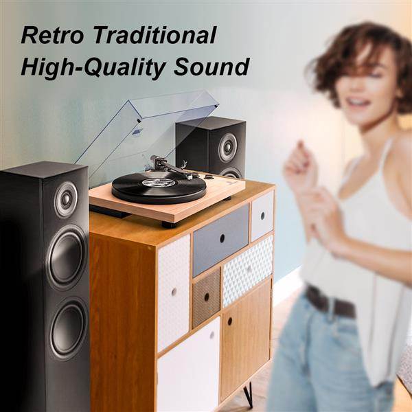 Record Player Stereo Turntable with Built-in 2-Speed Phono Preamp and Belt Drive