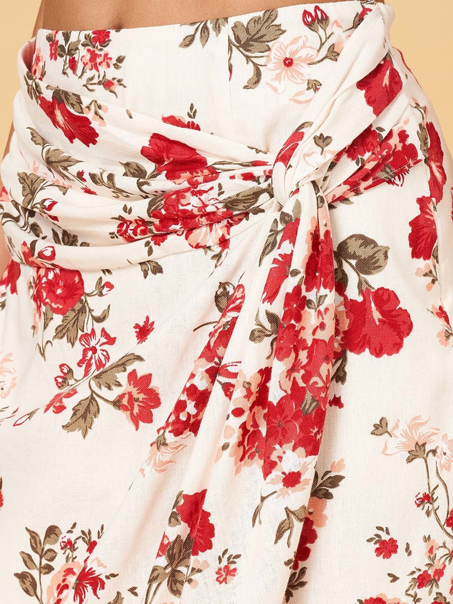 Honey by Pantaloons White & Red Printed A-Line Skirt