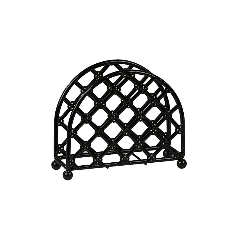 Steel Heavyweight Lattice Collection Napkin Holder , Black Finish , 5.5&rdquo;x5&rdquo;x2.5&rdquo;