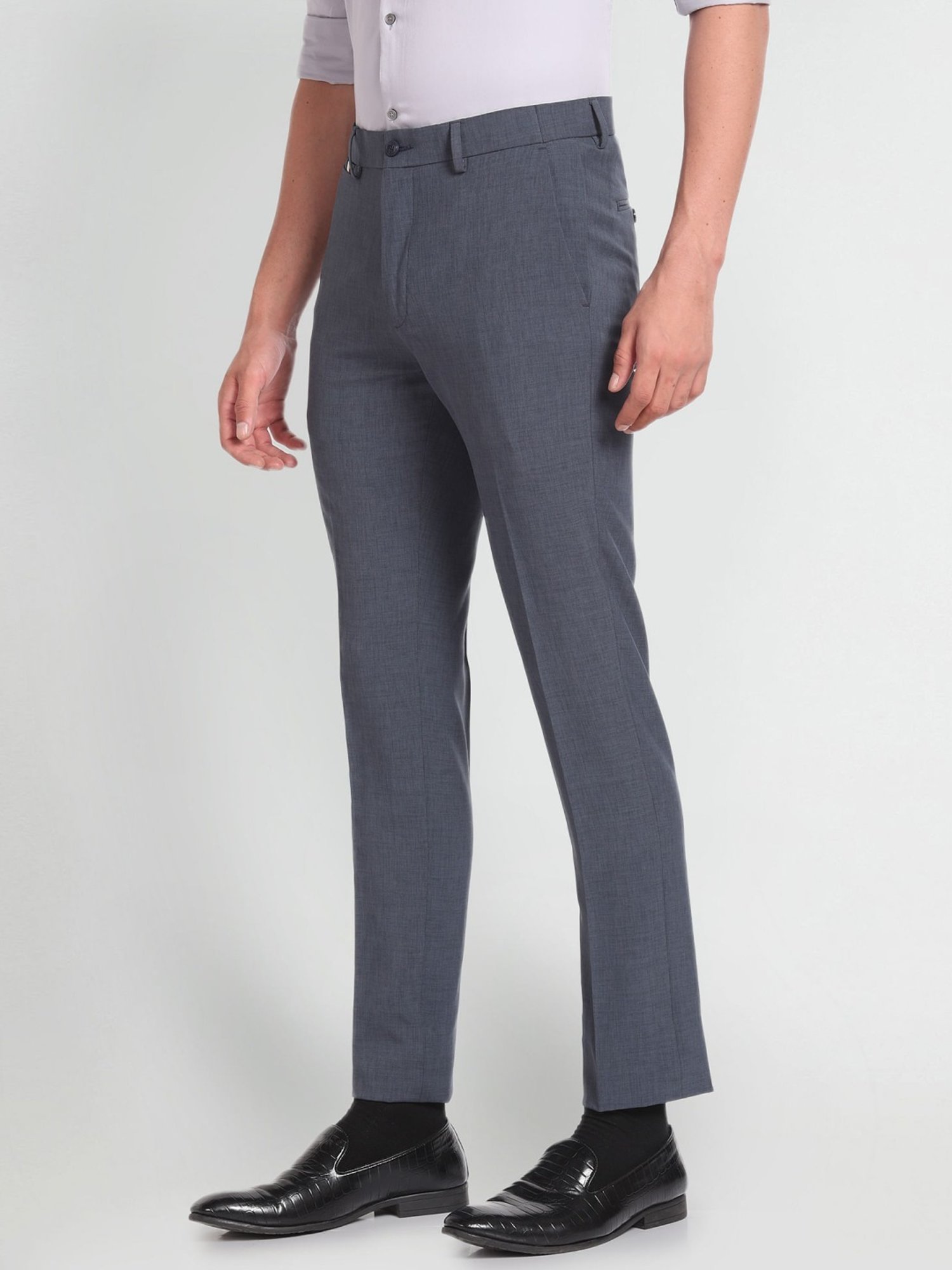 Arrow New York Mid Grey Slim Fit Trousers