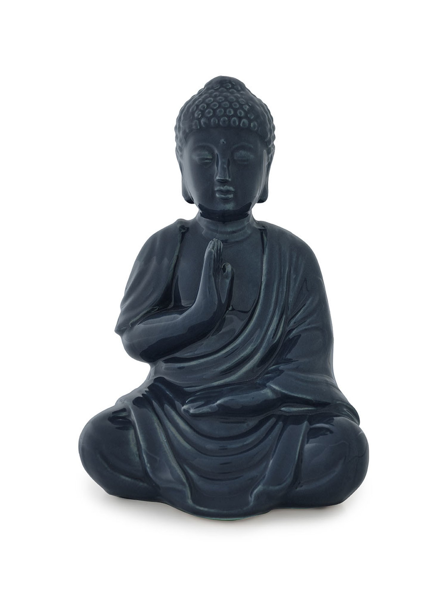 Pure Home and Living Dark Blue Ceramic Sitting Buddha Figurine