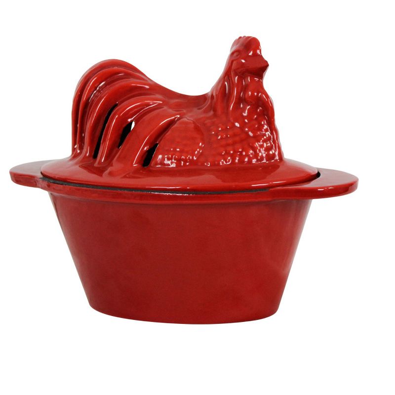 US Stove CS-01R 1 Quart Enamel Cast Iron Wood Stove Chicken Steamer Humidifier Pot, Red