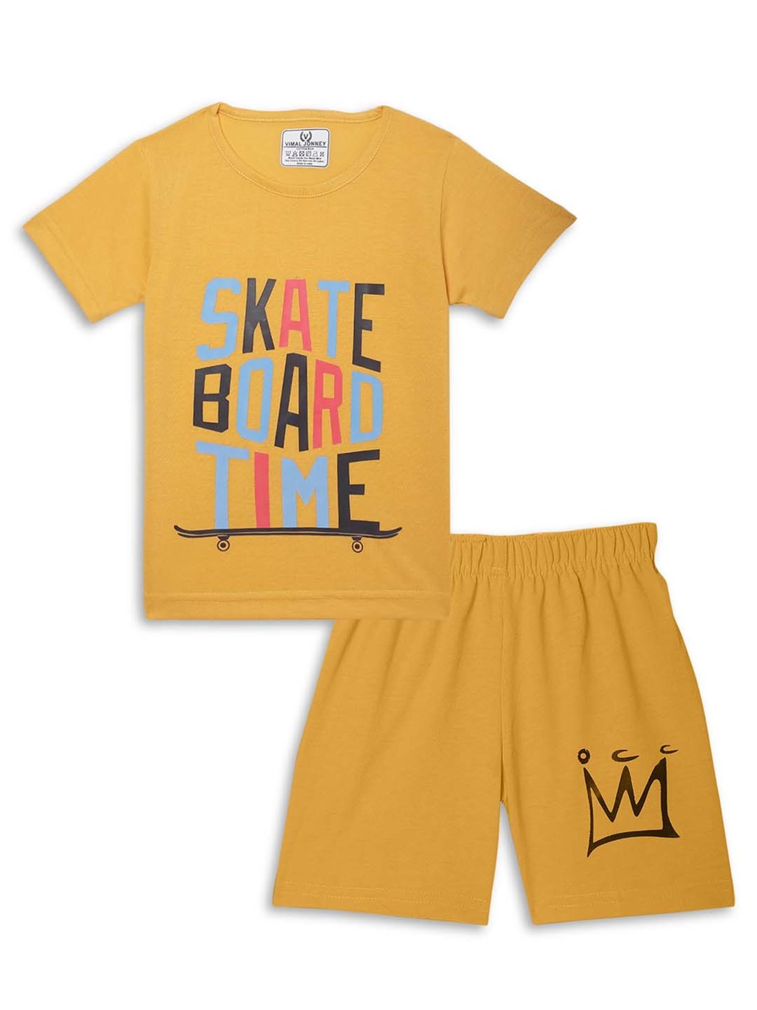 Vimal Jonney Kids Yellow & Pink Printed T-Shirt Set