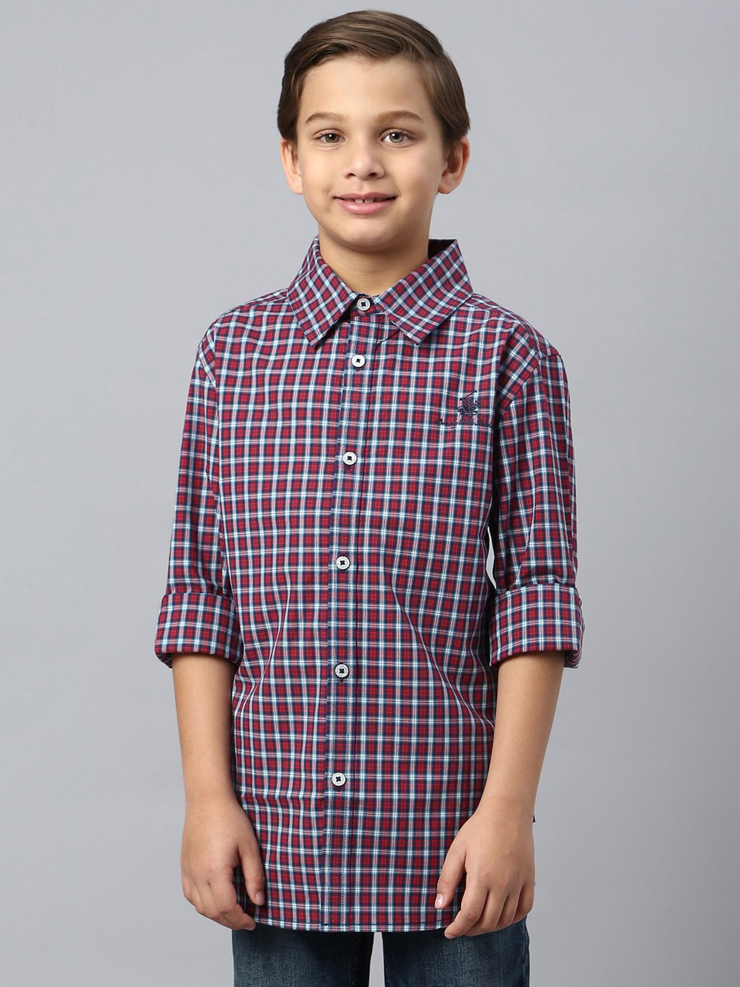 Beverly Hills Polo Club Kids Red & Blue Checks Full Sleeves Shirt