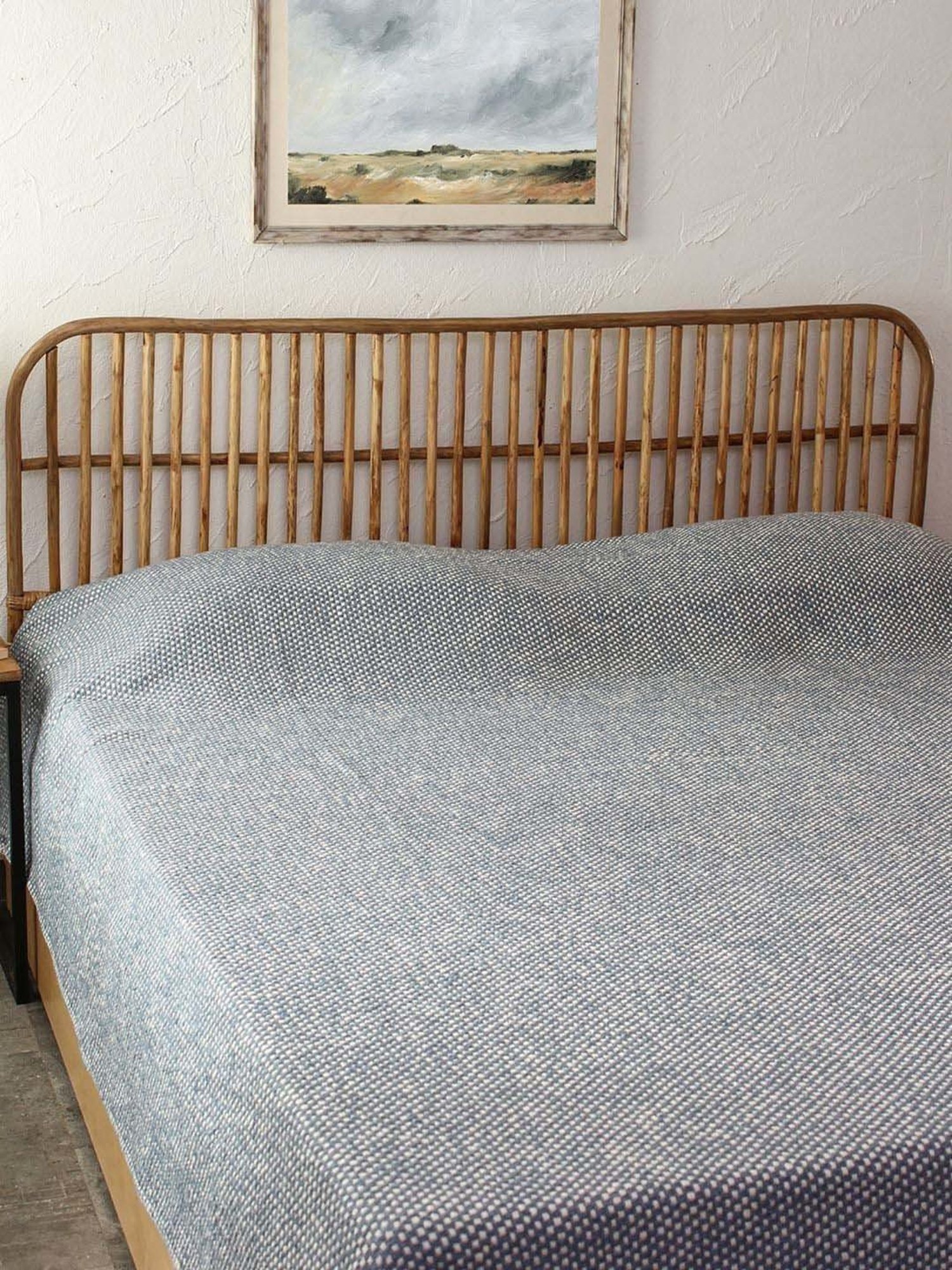 House This Vindhya Blue Cotton 180 TC Double Bedcover