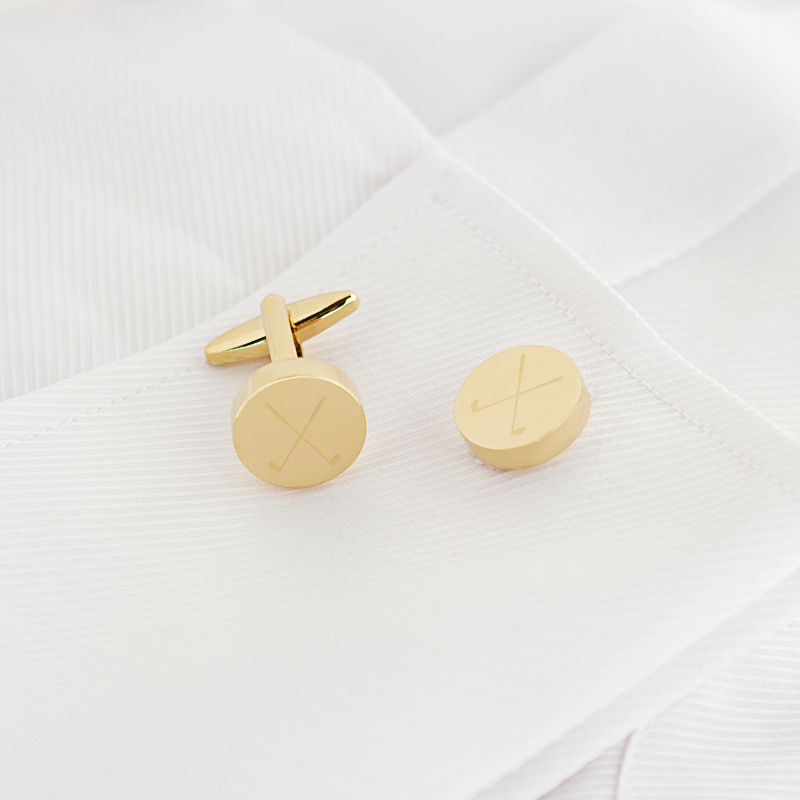 Golf Round Cuff Links Gold