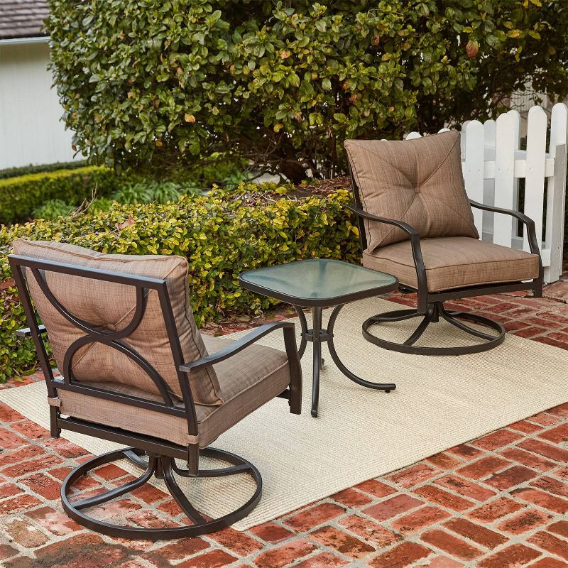 3pc Steel Swivel Rocker Patio Seating Set Tan - Hanover