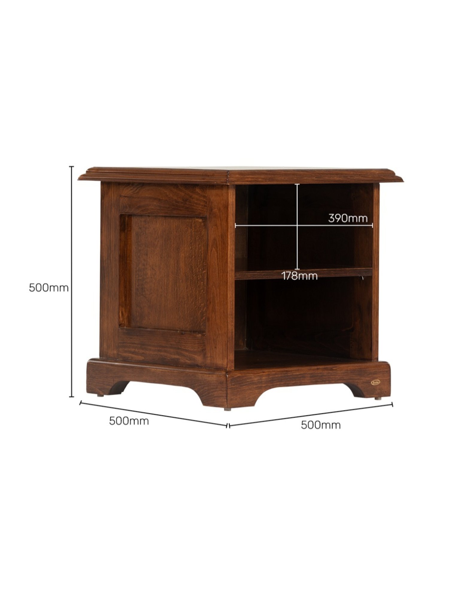 Durian Lewis Brown Solid Wood Side & End Table in Dark Oak Finish