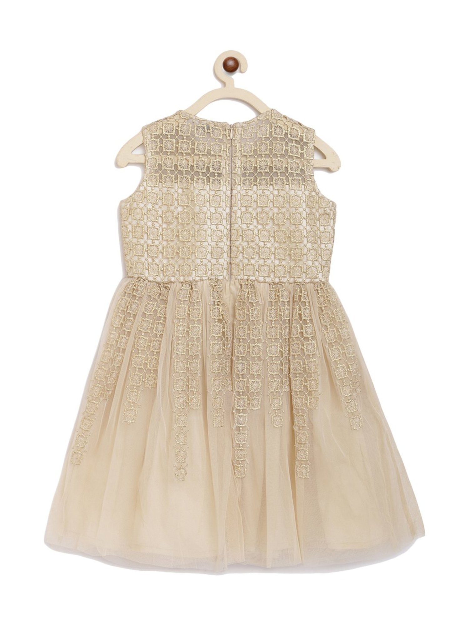 Butterfly Blush Kids Golden Embroidered Dress