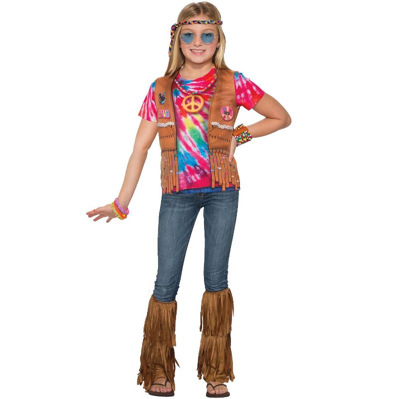 Forum Novelties Hippie Girl Shirt Child Costume, Medium, Multi