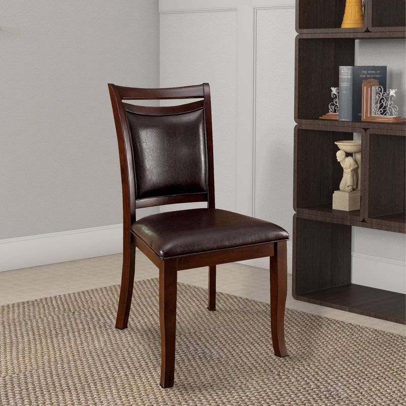 Set of 2 Woodside Transitional Side Chairs with Padded Back and Seat Dark Cherry - Benzara