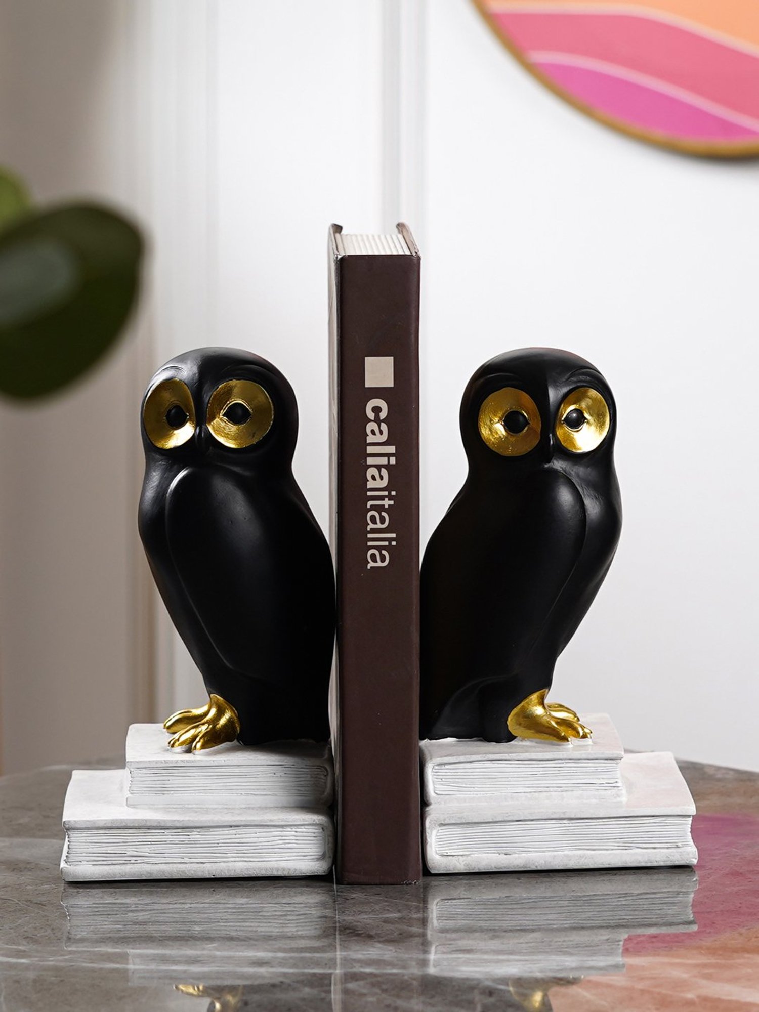 The Artment Decorative Set of 2 Black Owl Polyresin Bookend - Book Organizer