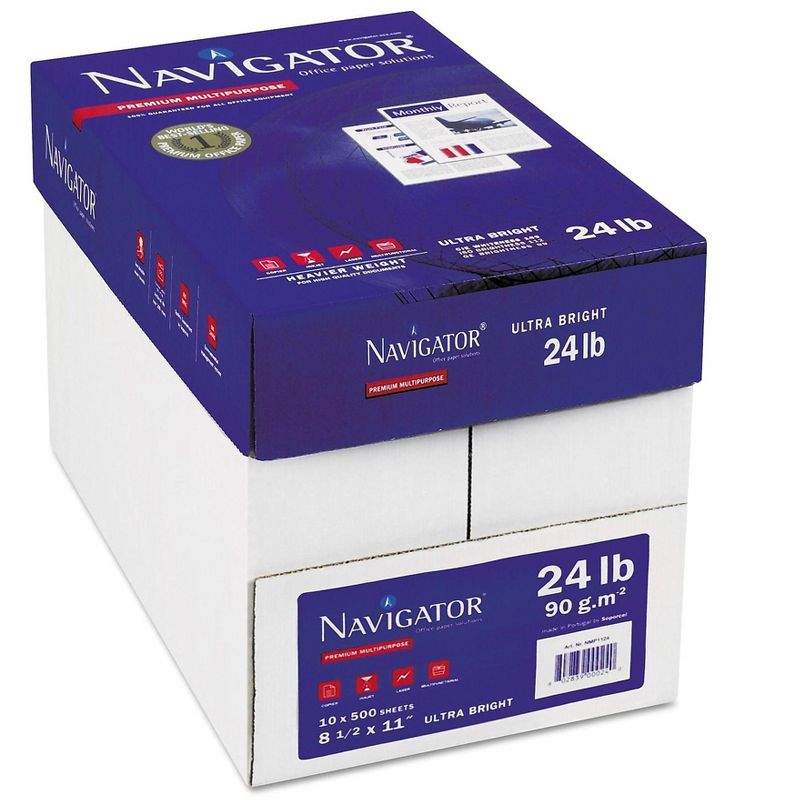 Navigator Platinum Paper 99 Brightness 24lb 8-1/2 x 11 White 5000/Carton NPL1124