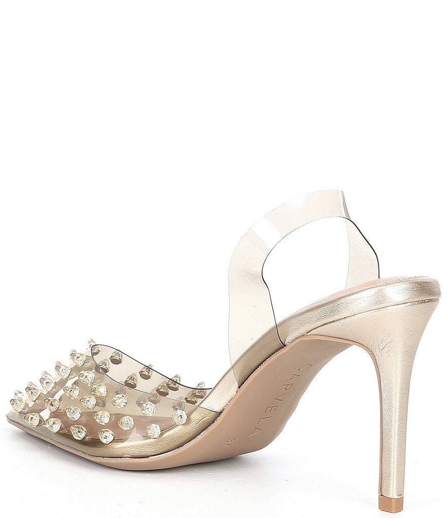 Carvela Lapiz Clear Studded Sling Pumps