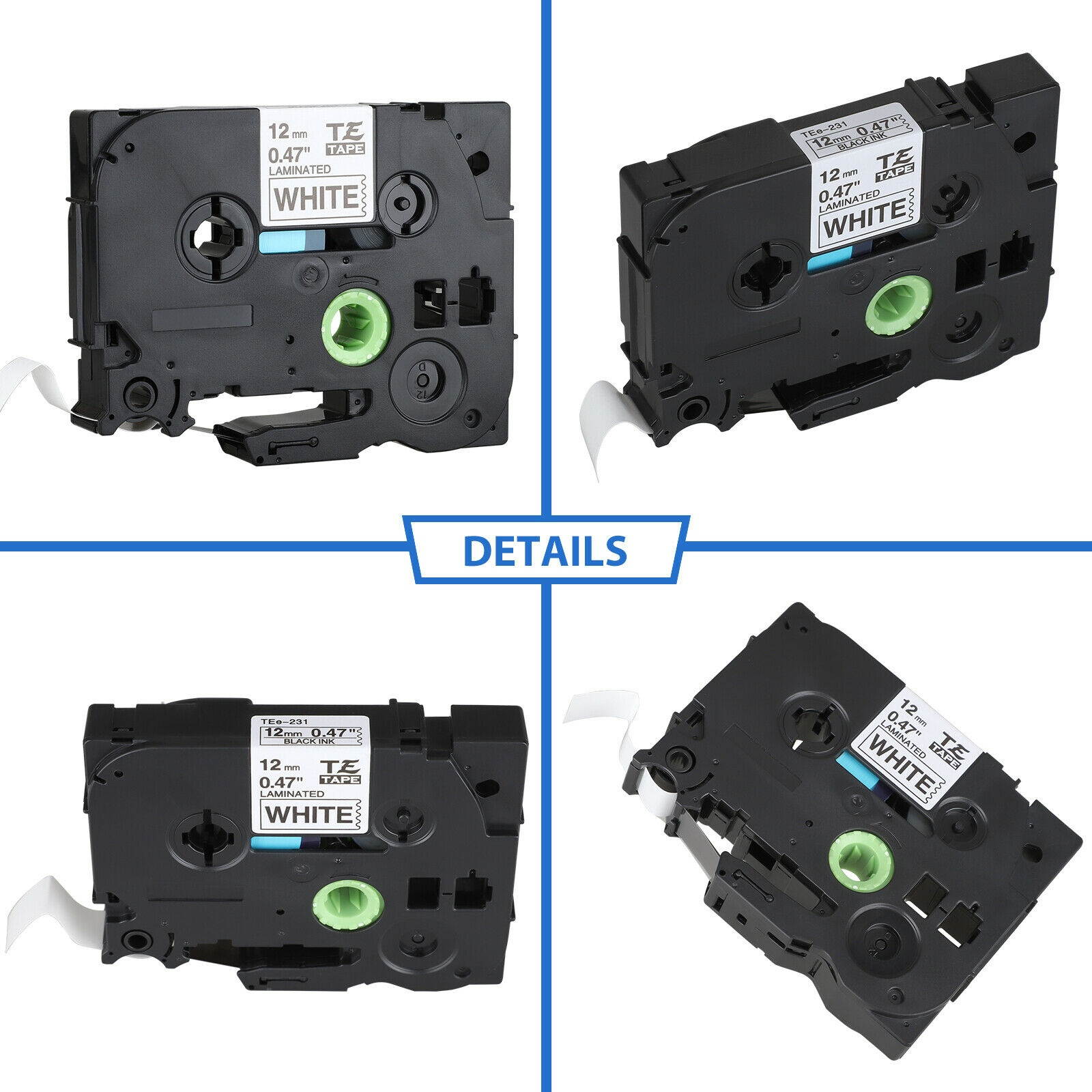 5Pcs Compble Label Maker Tape 12mm Replacement for TZ231/ TZ-231/ TZe-231 US