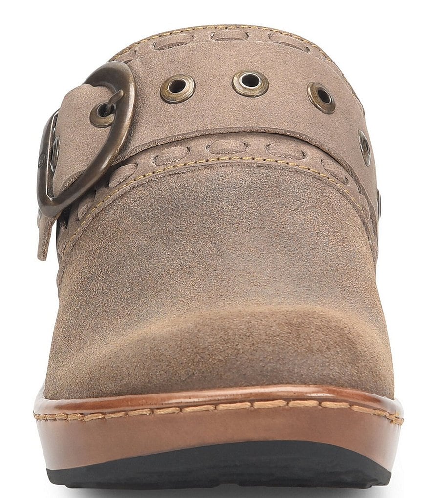 Born Banyan Suede Buckled Strap Suede Leather Clogs