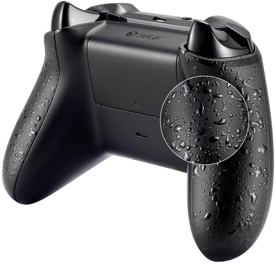 eXtremeRate Replacement Non-Slip Side Rails Handles, Game Improvement Back Panels for Xbox One S, Xbox One X Controller - Textured Black