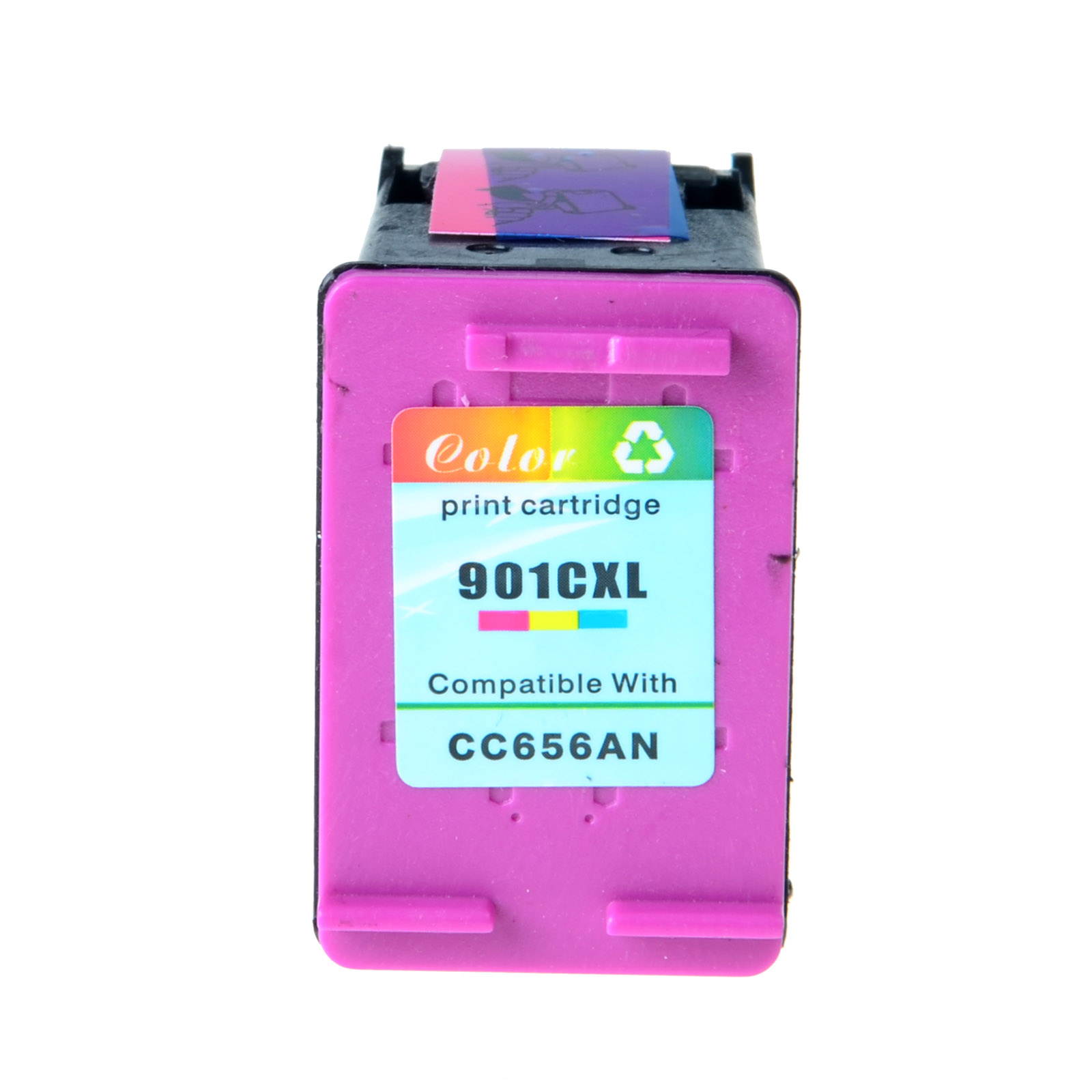 GREENCYCLE 2PK Refilled 901XL CC654AN CC656AN (1 Black,1 Color) High Yield Ink Cartridge for HP OfficeJet J4680 4500 Printer