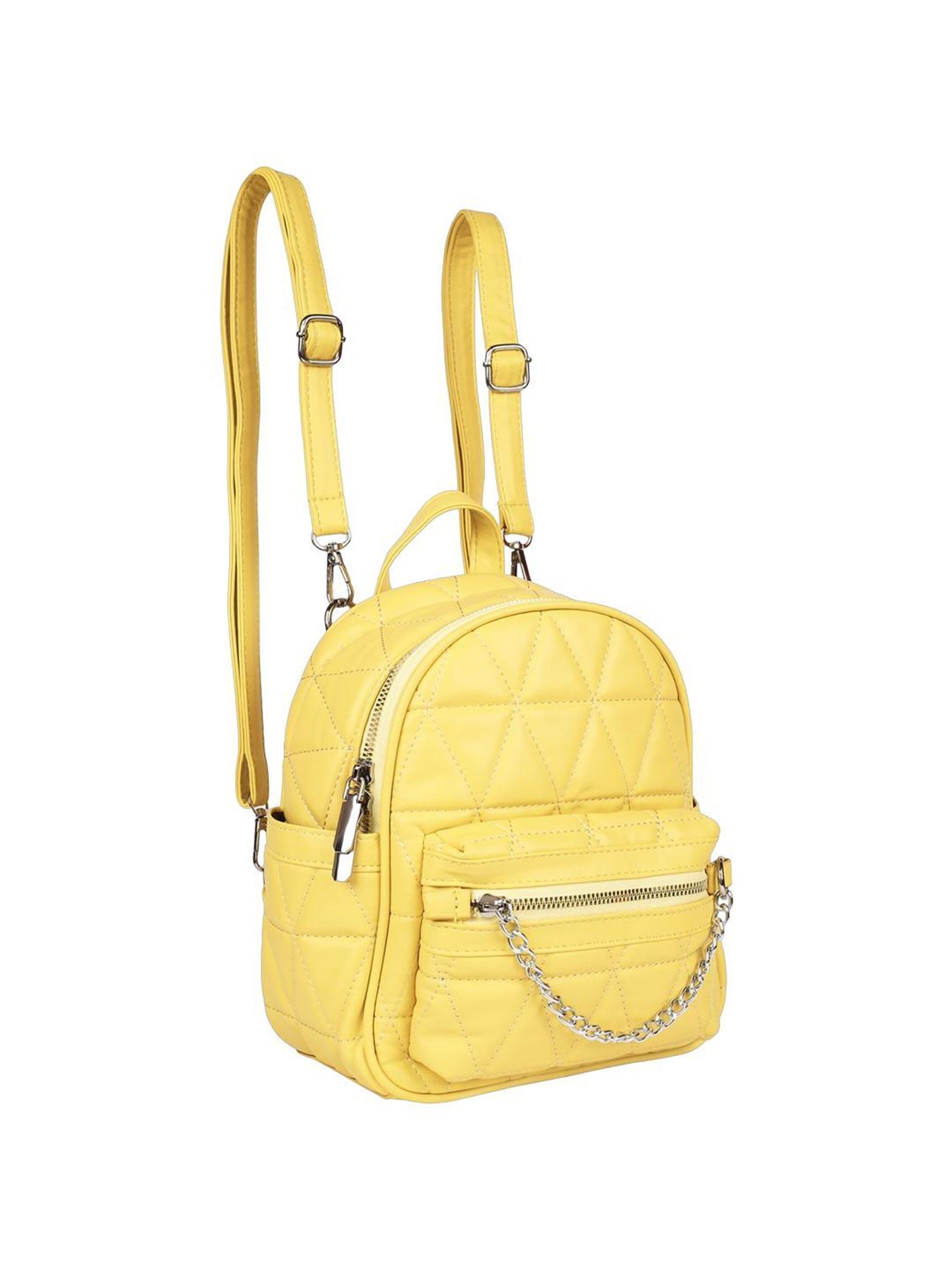 Angeline Yellow PU Medium Backpack