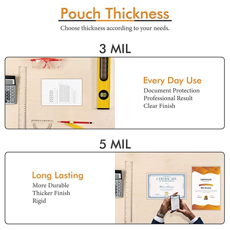 100-Pack 4 x 6 Inch 5 Mil Clear Hot Glossy Thermal Laminating Pouches Lamination Sheet Laminator Pockets