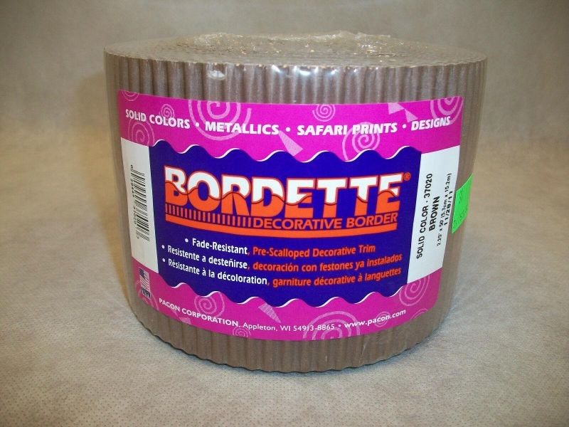Pacon Bordette Decorative Scalloped Border  - Solid Brown - 2.25" x 50 (37020)