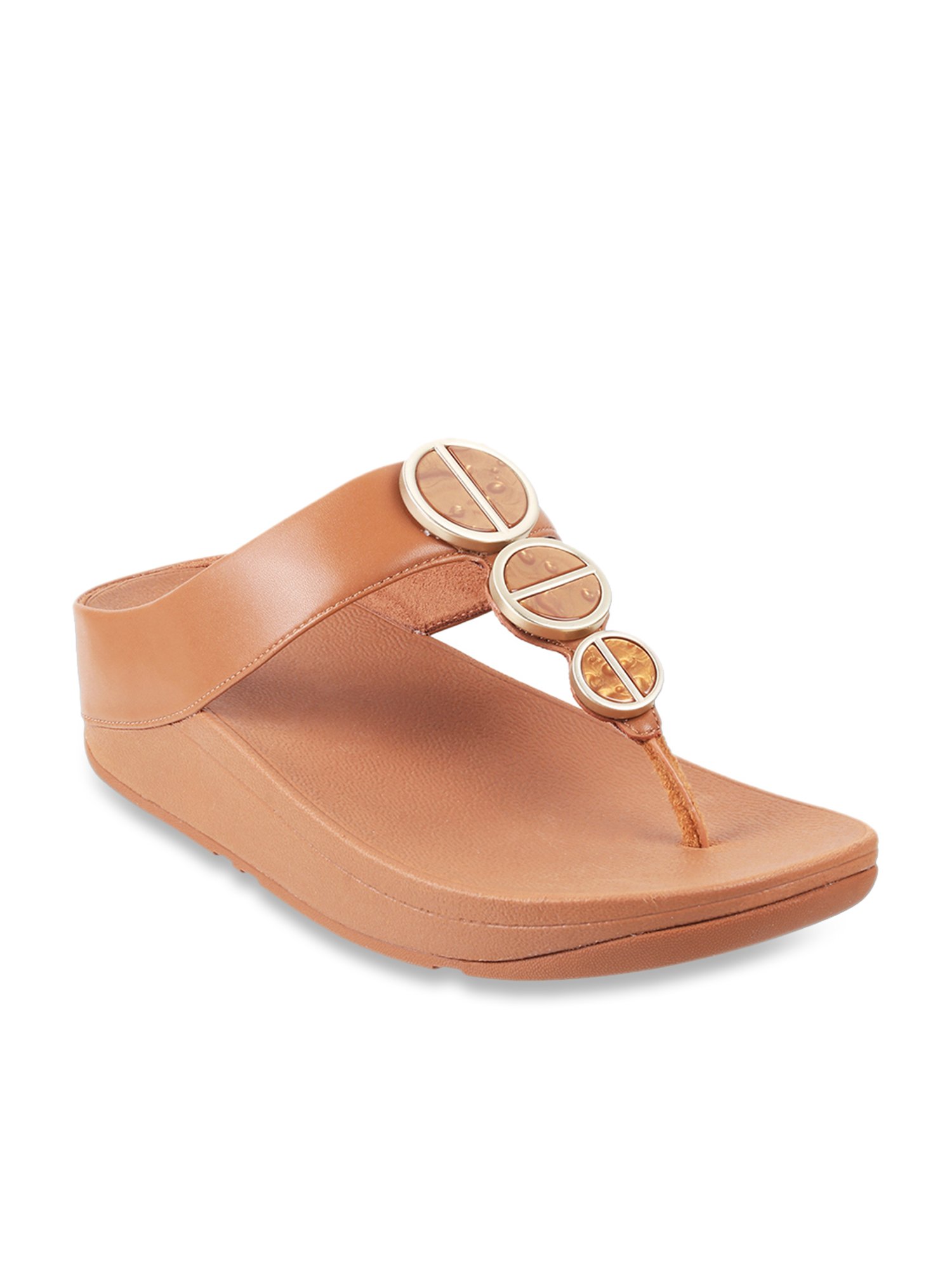 FitFlop Women's Tan T-Strap Wedges