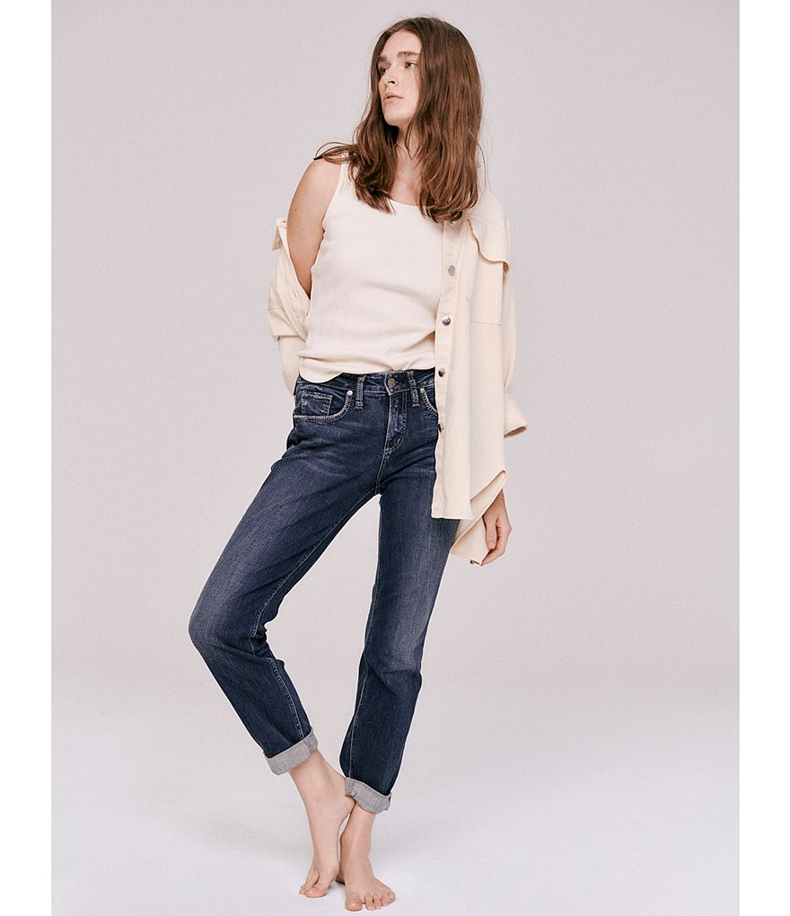 Silver Jeans Co. Boyfriend Mid Rise Rolled Cuff Jeans