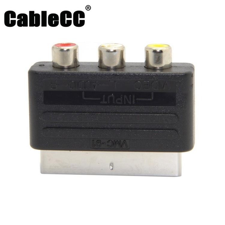 Cablecc Audio Video Composite 3 RCA AV to Scart 21pin Adapter for  Microsoft Xbox & Europe HDTV