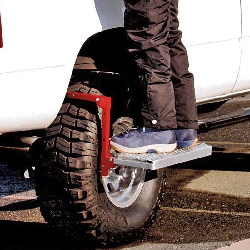 Powerbuilt Non-Slip Surface 4-Position Truck and Car Tire Service Step, Red