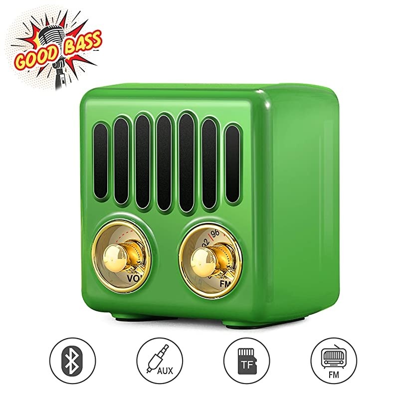 Vintage Radio Retro Bluetooth Speaker  FM Radio with Bluetooth 42 Old Fashioned Classic Style Good Bass Enhancement Loud Volume TF CardAUX Portable for Home Office Kitchen Green