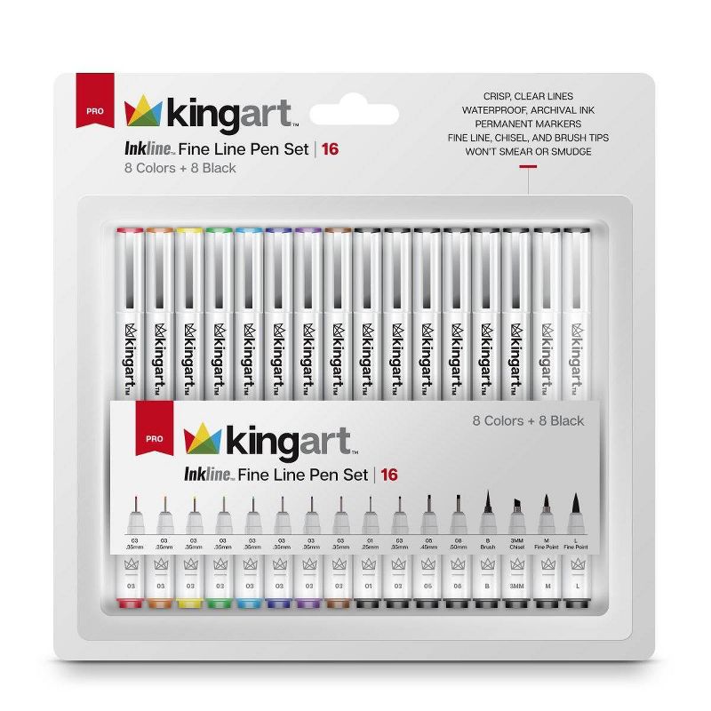 Kingart 16ct Inkline Fine Line Pen Set