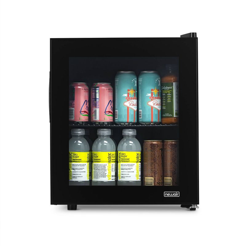 NewAir 60 Can Beverage Fridge with Glass Door - Black