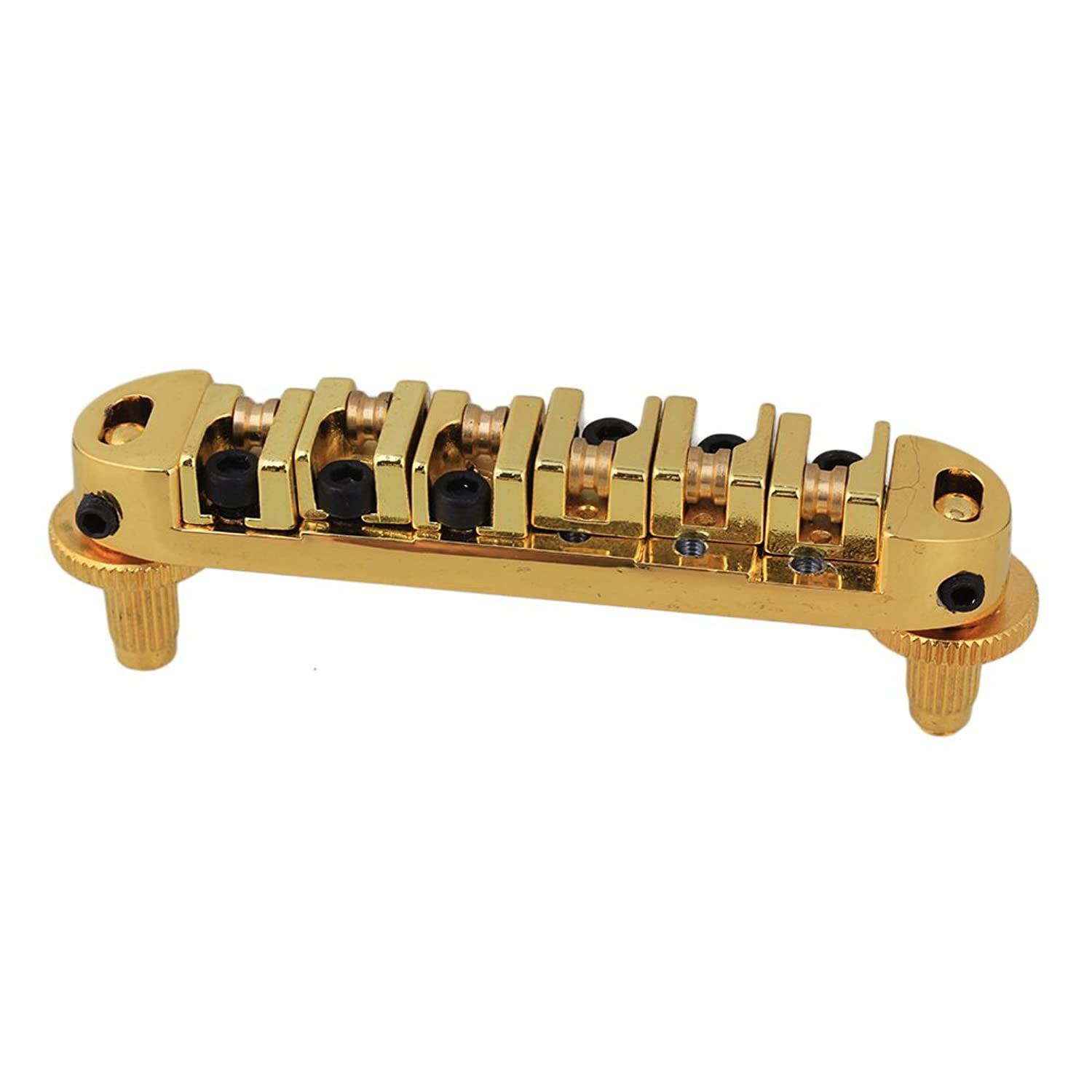 BQLZR Roller Saddle Bridge with Posts and Spanner For Electric Guitar Golden