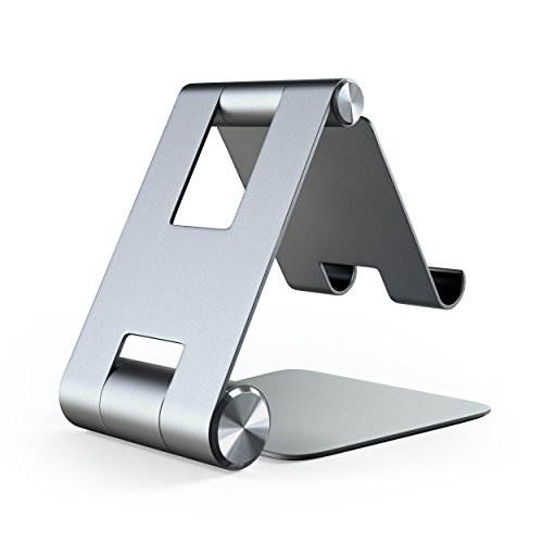 Satechi R1 Aluminum Multi-Angle Foldable Tablet Stand - Compatible with 2020 iPad Pro, iPhone 11 Pro Max/11 Pro, XS Max/XS/XR/X, SE/8 Plus/8, Samsung S20 Plus Ultra/S10 (Silver)