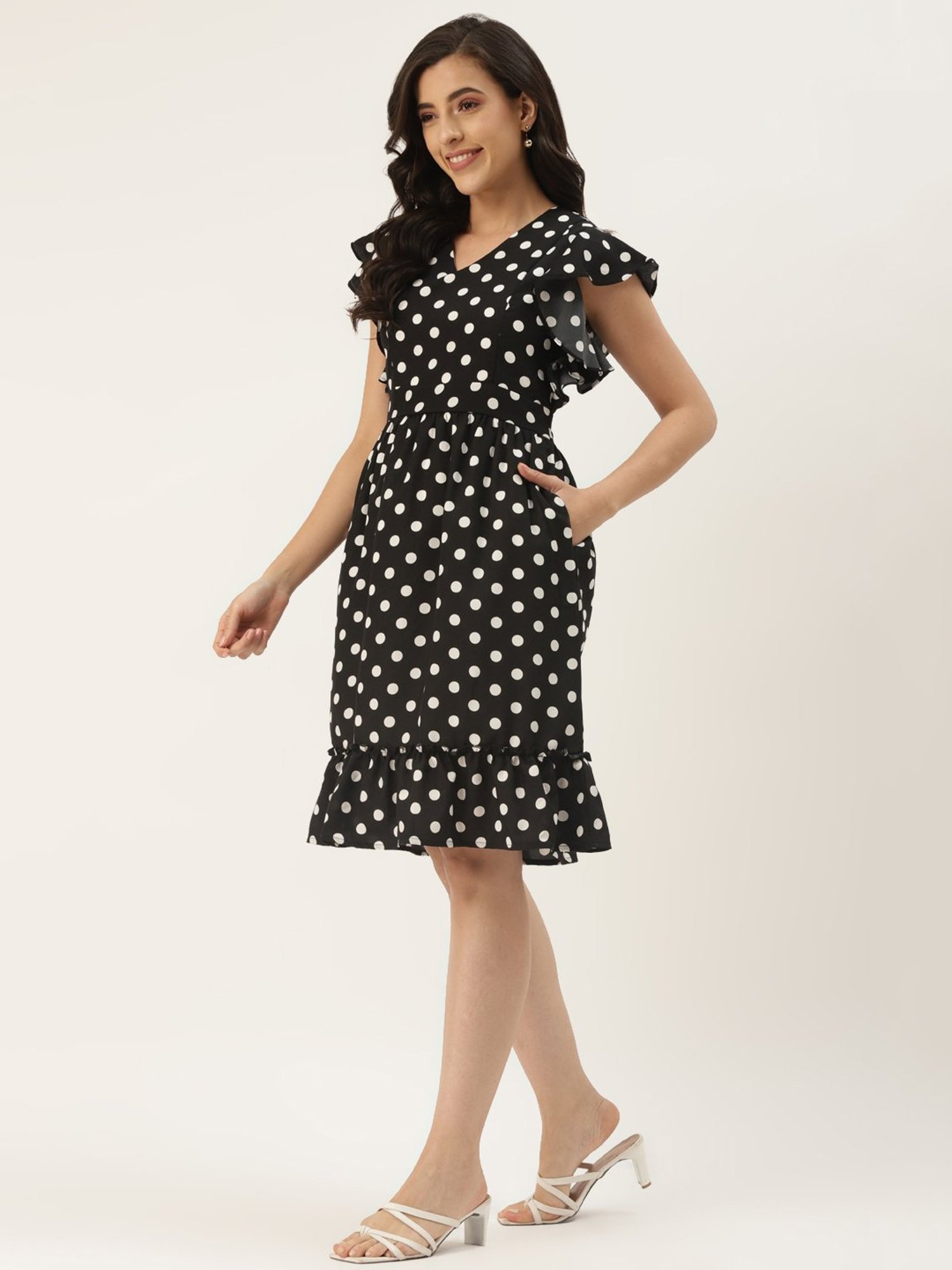 BRINNS Black Printed A Line Dress