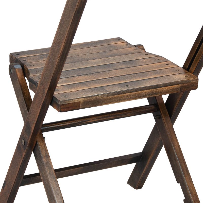 Emma and Oliver Slatted Wood Folding Wedding Chair - Event Chair - Antique Black, Set of 4