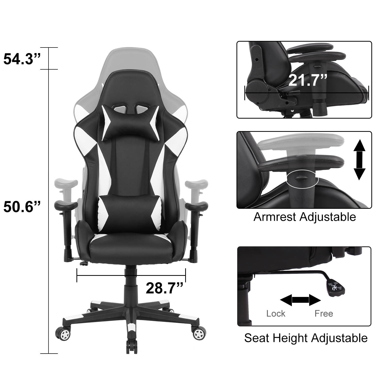 Gaming Chair Racing Video Game Chairs High Back Ergonomic Office Computer Desk Chair with Headrest