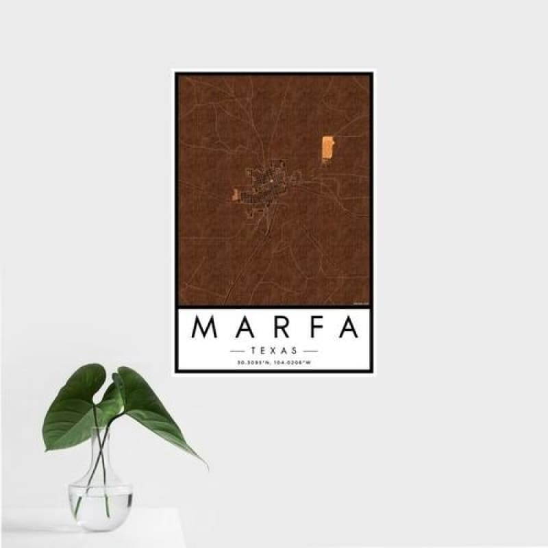 Marfa - Texas Map Print in Ember