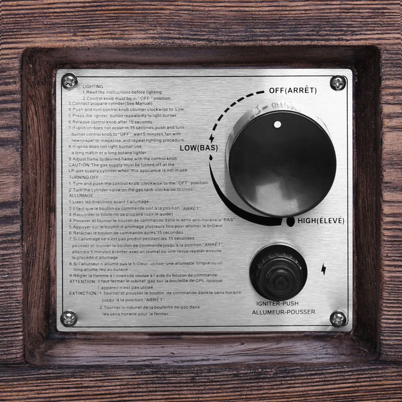 48" x 20" x 18.5" Rectangular Wooden Outdoor Propane Fire Pit - Vasagle