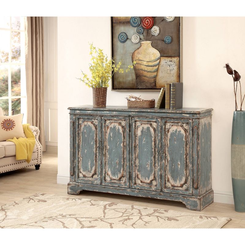 Searcy 4 Door Media Credenza TV Stand for TVs up to 70" Blue - Treasure Trove Accents