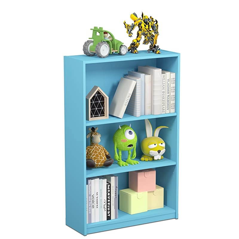 JAYA Simple Home 3Tier Adjustable Shelf Bookcase Light Blue