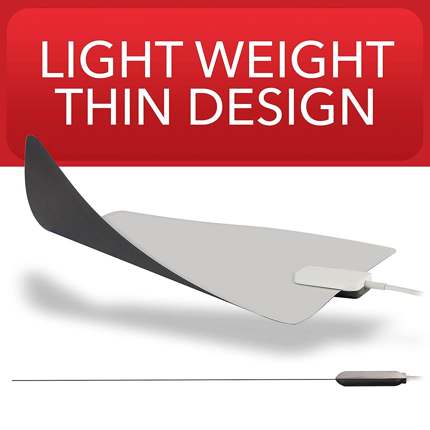 Jensen Amplified Indoor Thin Film HDTV Antenna &ndash; Multi-Directional VHF and UHF Reception with 120 Mile Range &ndash; AZONJN9