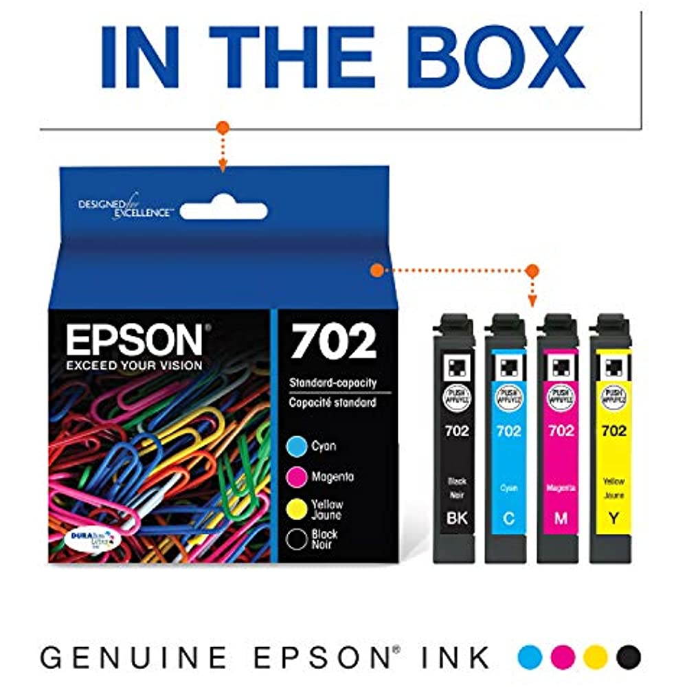 Epson Durabrite Ultra 702 Ink Cartridge - Black Cyan Magenta Yellow