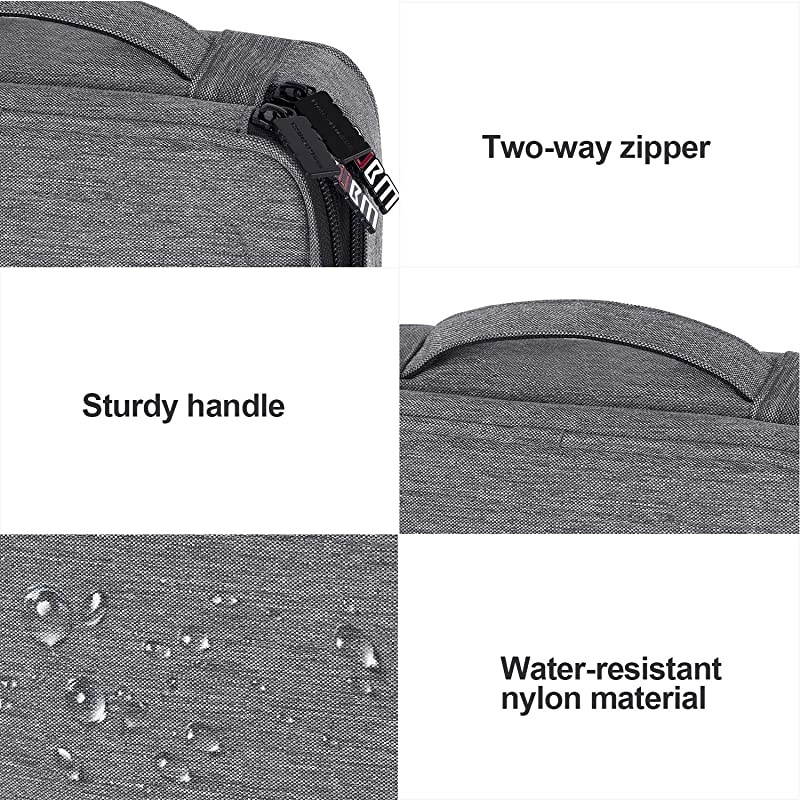 Electronic Organizer, Double Layer Travel Accessories Storage Bag for Cord, Adapter, Battery, Camera and More-a Sleeve Pouch for iPad or up to 9.7" Tablet(Large, Black)