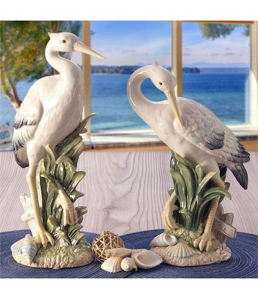 Fitz and Floyd Newport Home Tall Egret Facing Forward Figurine